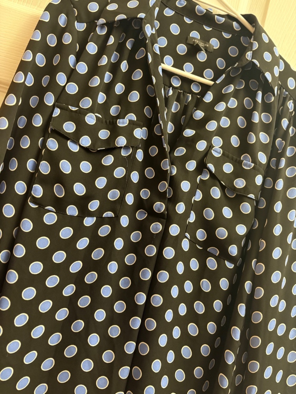 Ann Taylor Polka Dot Long Sleeve Blouse - Picture 2 of 5